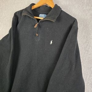 Polo Ralph Lauren Estate-Rib 1/4 Zip Pullover Black Mens Sz XXL